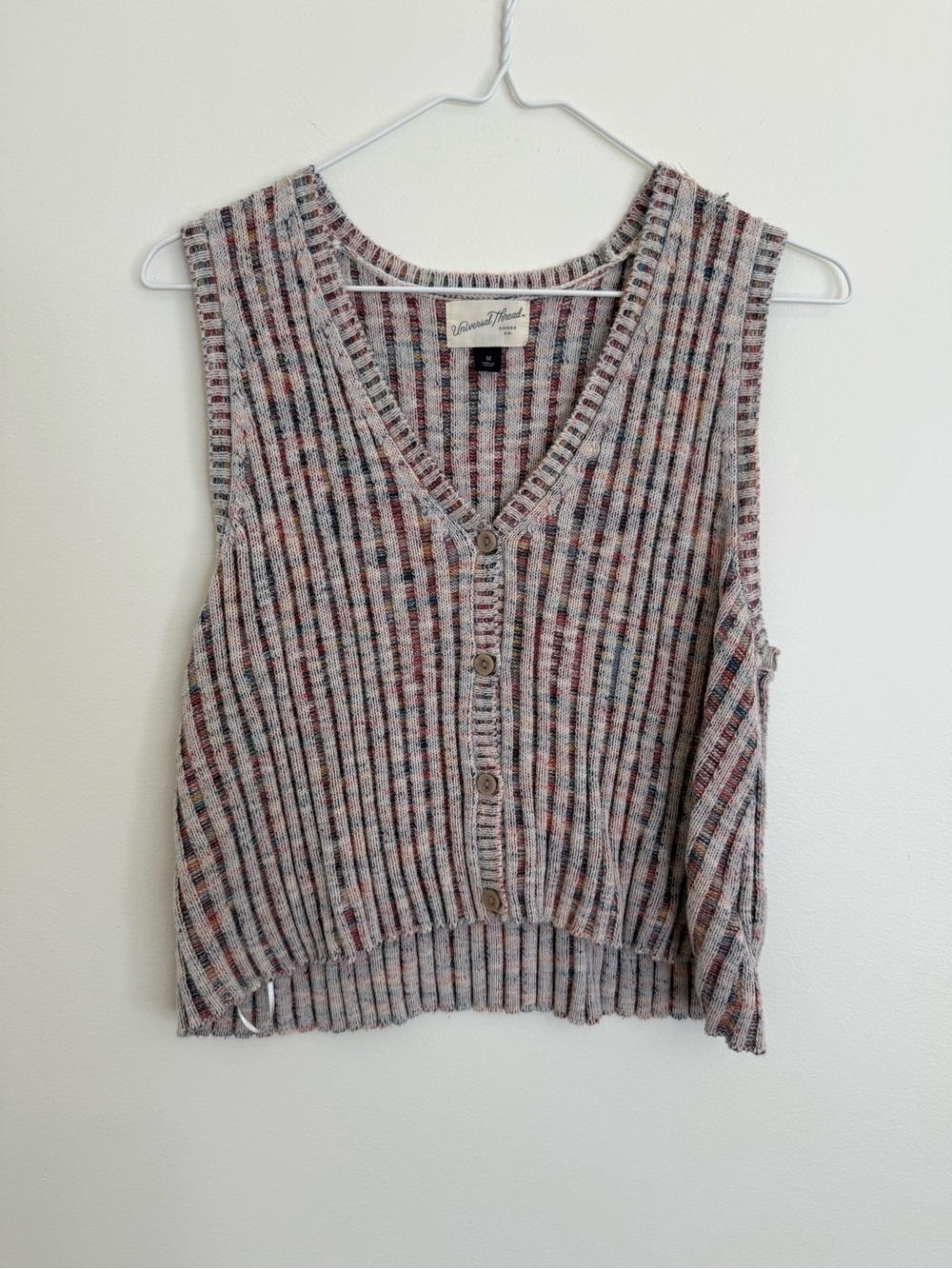 Universal Thread Multicolor Ribbed Button-Front Knit Vest